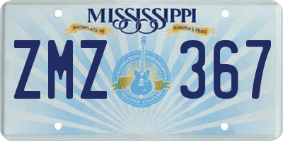MS license plate ZMZ367