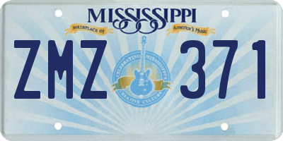 MS license plate ZMZ371