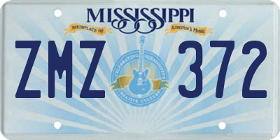MS license plate ZMZ372
