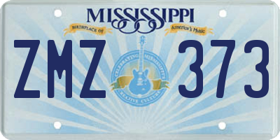 MS license plate ZMZ373