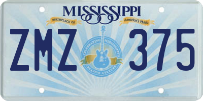 MS license plate ZMZ375