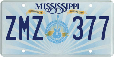 MS license plate ZMZ377