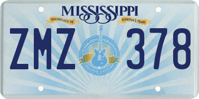 MS license plate ZMZ378