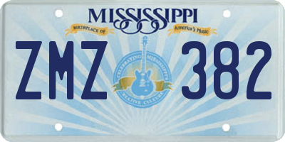 MS license plate ZMZ382