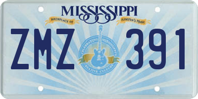 MS license plate ZMZ391