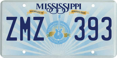 MS license plate ZMZ393