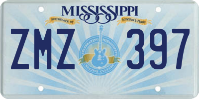 MS license plate ZMZ397