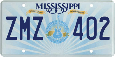 MS license plate ZMZ402
