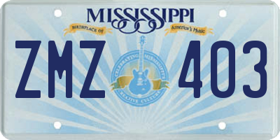 MS license plate ZMZ403