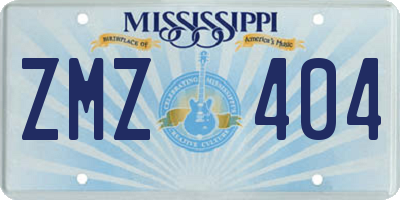 MS license plate ZMZ404