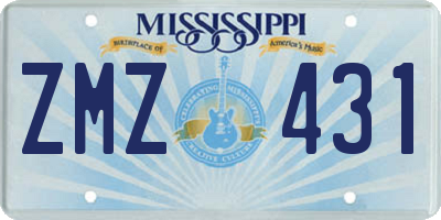 MS license plate ZMZ431