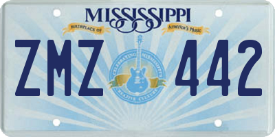 MS license plate ZMZ442