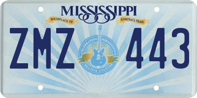 MS license plate ZMZ443