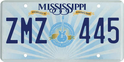 MS license plate ZMZ445
