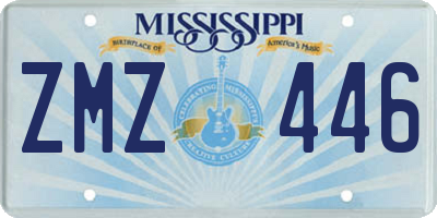 MS license plate ZMZ446