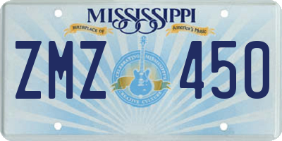 MS license plate ZMZ450