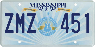 MS license plate ZMZ451