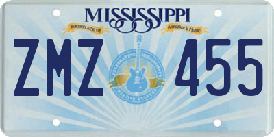 MS license plate ZMZ455