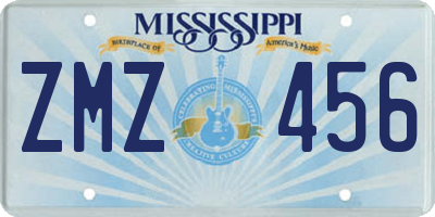MS license plate ZMZ456