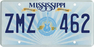 MS license plate ZMZ462
