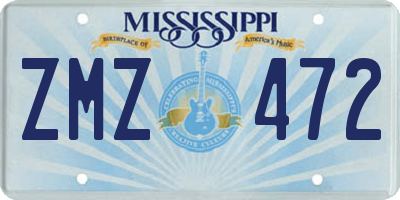 MS license plate ZMZ472