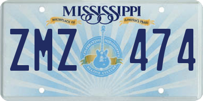 MS license plate ZMZ474