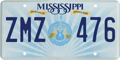 MS license plate ZMZ476
