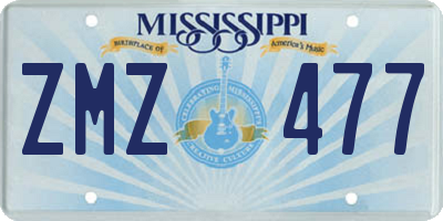 MS license plate ZMZ477