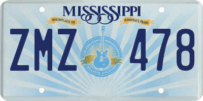 MS license plate ZMZ478