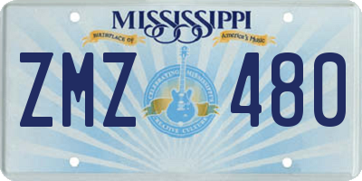 MS license plate ZMZ480