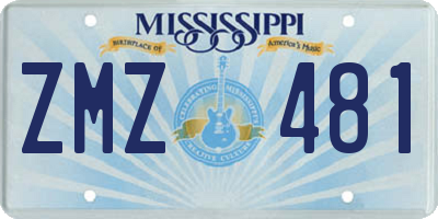 MS license plate ZMZ481
