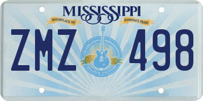 MS license plate ZMZ498