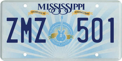 MS license plate ZMZ501