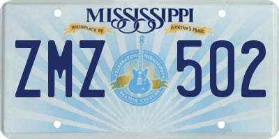 MS license plate ZMZ502