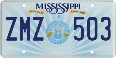 MS license plate ZMZ503