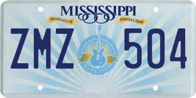 MS license plate ZMZ504