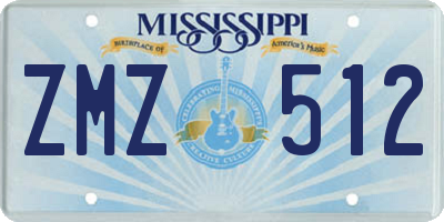 MS license plate ZMZ512