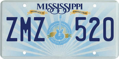 MS license plate ZMZ520