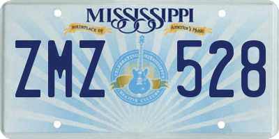 MS license plate ZMZ528