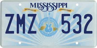 MS license plate ZMZ532