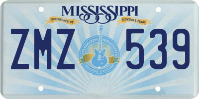 MS license plate ZMZ539