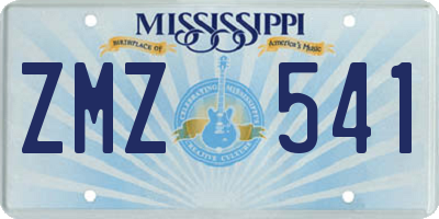 MS license plate ZMZ541