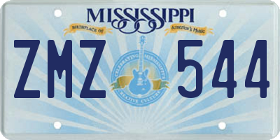 MS license plate ZMZ544