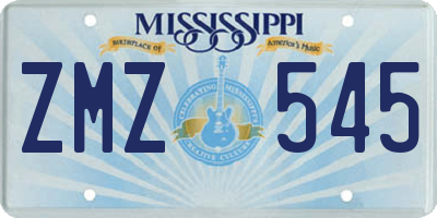 MS license plate ZMZ545