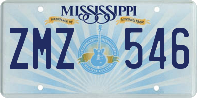 MS license plate ZMZ546
