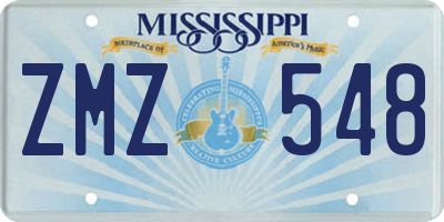 MS license plate ZMZ548