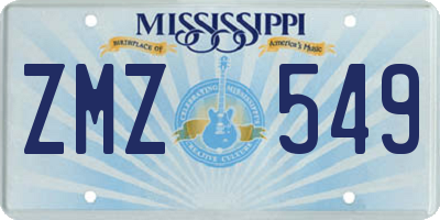 MS license plate ZMZ549