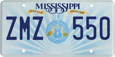 MS license plate ZMZ550