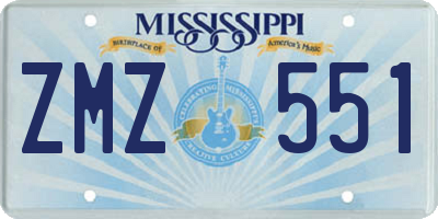 MS license plate ZMZ551