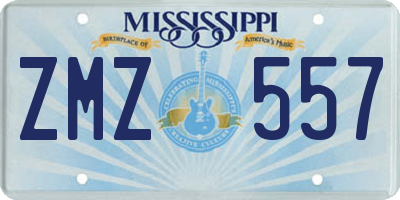MS license plate ZMZ557